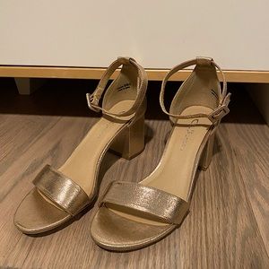 Gold Chinese laundry block sandals